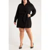 Nordstrom Long Sleeve Faux Wrap Dress In Black