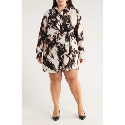 Nordstrom Long Sleeve Faux Wrap Dress In Multi