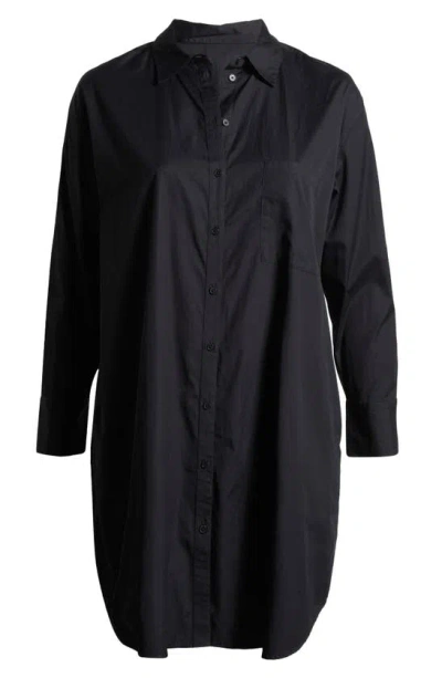 Nordstrom Long Sleeve High-low Shirtdress In Black