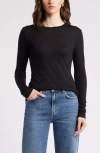 Nordstrom Long Sleeve Lyocell & Wool T-shirt In Black