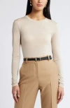 Nordstrom Long Sleeve Lyocell & Wool T-shirt In Tan Doeskin Heather