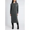 Nordstrom Long Sleeve Marled Wool Blend Sweater Dress In Black- Ivory Marl