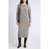 Nordstrom Long Sleeve Marled Wool Blend Sweater Dress In Gray