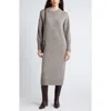 Nordstrom Long Sleeve Marled Wool Blend Sweater Dress In Brown- Beige Marl