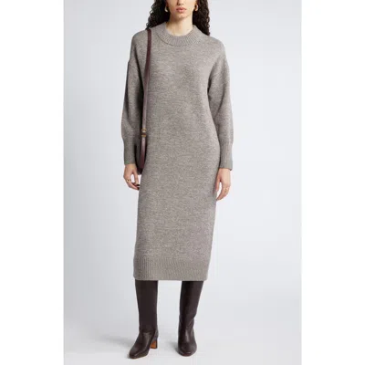 Nordstrom Long Sleeve Marled Wool Blend Sweater Dress In Brown- Beige Marl