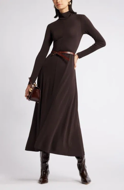 Nordstrom Long Sleeve Matte Jersey Dress In Brown Ganache