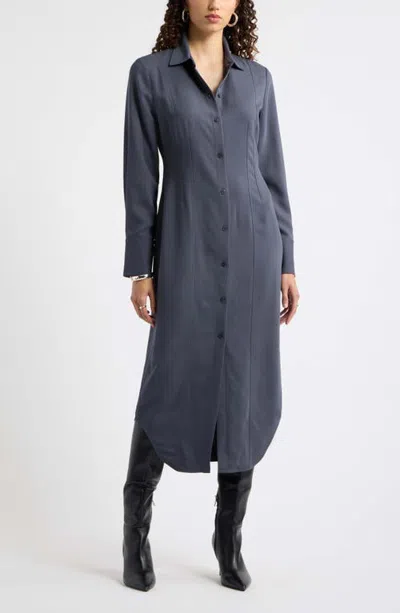 Nordstrom Long Sleeve Midi Shirtdress In Blue