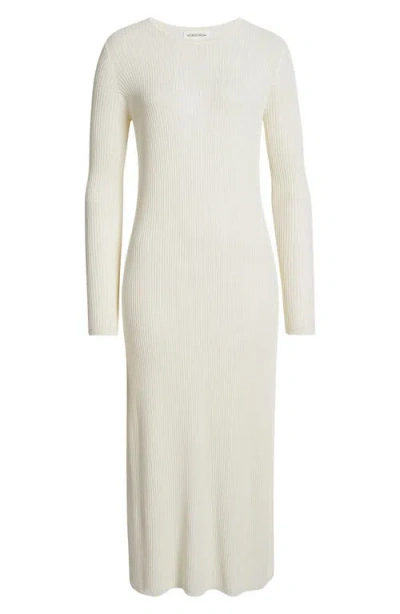 Nordstrom Long Sleeve Midi Sweater Dress In Ivory Pristine