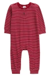 Nordstrom Long Sleeve Rib Romper In Red Rio Brett Stripe