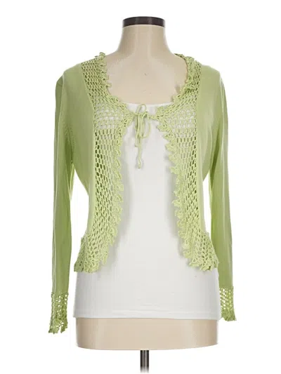Pre-owned Nordstrom Long Sleeve Silk Top Green Solid Pattern Sweetheart Neckline Tops
