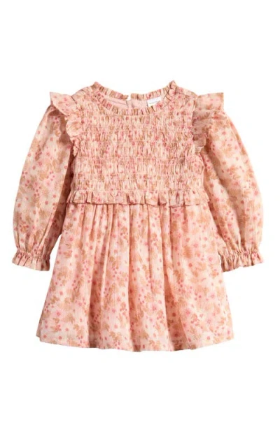 Nordstrom Babies'  Long Sleeve Smocked Bodice Dress In Pink Lotus Everly Floral