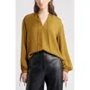 Nordstrom Long Sleeve Tie Neck Shirt In Yellow