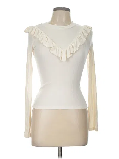 Pre-owned Nordstrom Long Sleeve Top Ivory Ruffles Neckline Tops In White