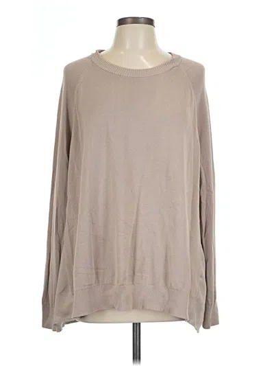 Pre-owned Nordstrom Long Sleeve Top Tan Crew Neck Tops In Brown