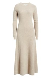 Nordstrom Long Sleeve Wool & Cashmere Rib Maxi Dress In Neutral