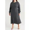 Nordstrom Long Sleeve Wool & Cashmere Sweater Dress In Grey Dark Charcoal Heather