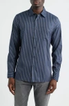 Nordstrom Lucian Stripe Stretch Button-up Shirt In Blue