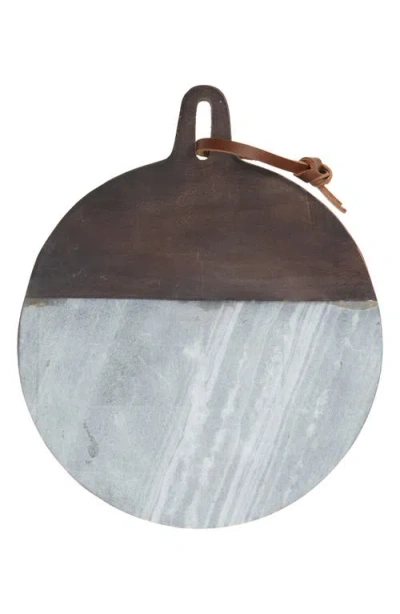 Nordstrom Marble & Acacia Wood Round Cutting Board In Grey Wave Marble