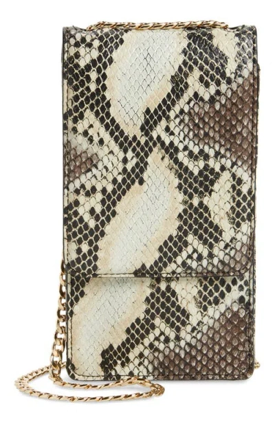 Nordstrom Margaux Snakeskin Print Leather Wallet On A Chain