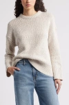 Nordstrom Marled Cotton & Wool Crewneck Sweater In Beige- Ivory Marl