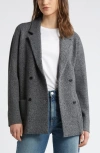 Nordstrom Marled Doubled Breasted Knit Blazer In Black Marl