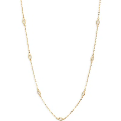Nordstrom Marquise Bezel Wrap Necklace In Clear- Gold