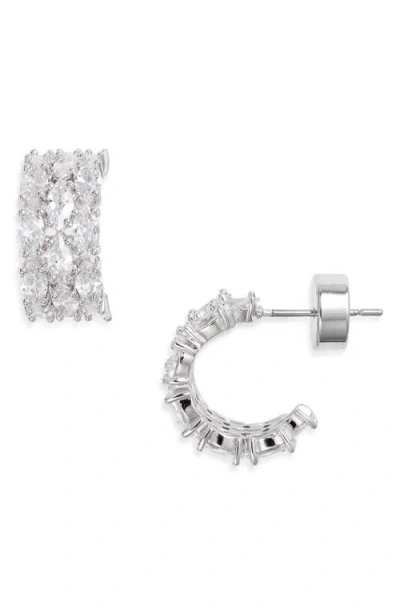 Nordstrom Marquise Cut Cubic Zirconia Hoop Earrings In Clear- Silver