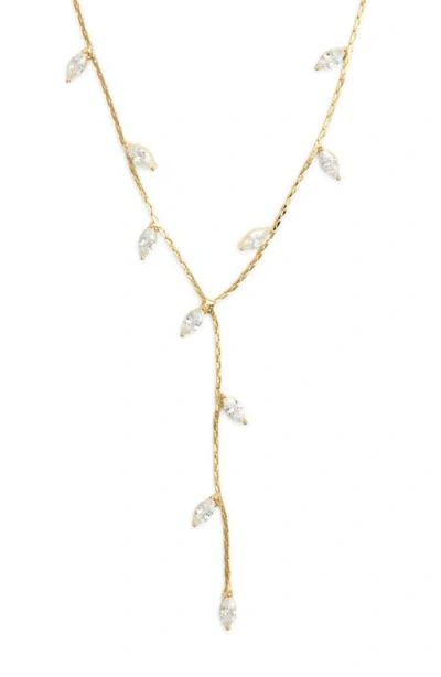 Nordstrom Marquise Cut Cubic Zirconia Y-necklace In Gold