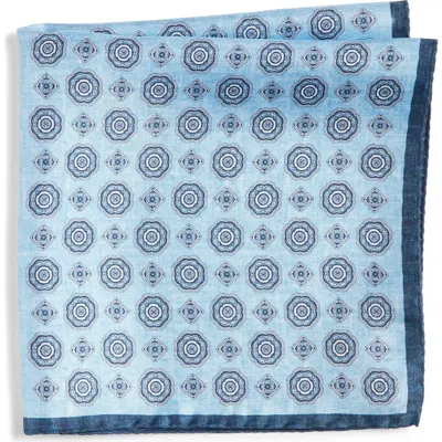 Nordstrom Medallion Reversible Silk Pocket Square In Blue