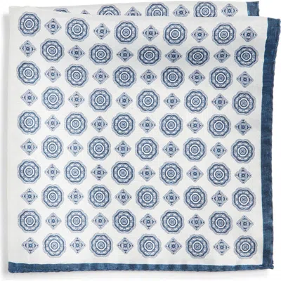 Nordstrom Medallion Reversible Silk Pocket Square In White