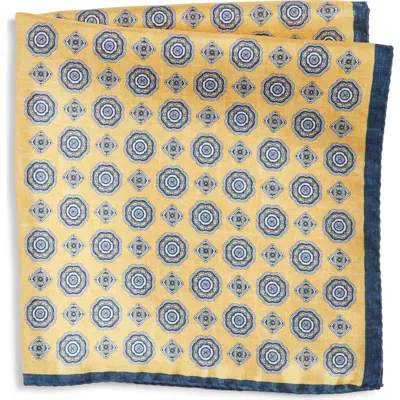 Nordstrom Medallion Reversible Silk Pocket Square In Yellow