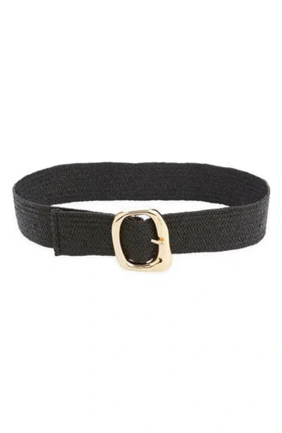 Nordstrom Melody Stretch Straw Belt In Black