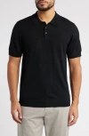 Nordstrom Merino Wool & Silk Polo Sweater In Black