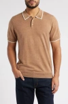 Nordstrom Merino Wool & Silk Polo Sweater In Brown Heather