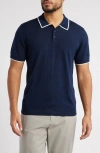 Nordstrom Merino Wool & Silk Polo Sweater In Navy Blazer