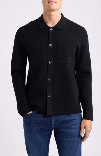 Nordstrom Merino Wool Blend Button Front Cardigan In Black