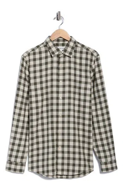 Nordstrom Merino Wool Flannel Button-up Shirt In Black