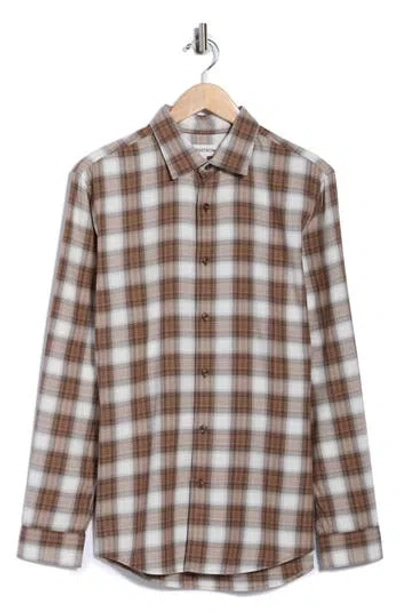 Nordstrom Merino Wool Flannel Button-up Shirt In Brown