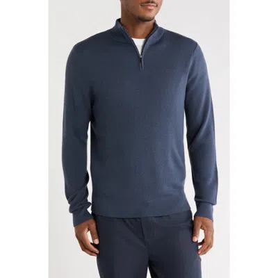 Nordstrom Merino Wool Quarter Zip Pullover In Blue