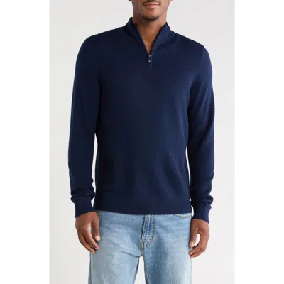 Nordstrom Merino Wool Quarter Zip Pullover In Blue