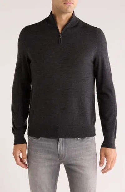 Nordstrom Merino Wool Quarter Zip Sweater In Black