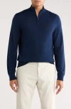 Nordstrom Cashmere Quarter Zip Pullover Sweater In Blue