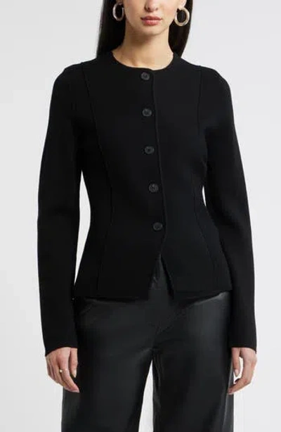 Nordstrom Merino Wool Sweater Jacket In Black