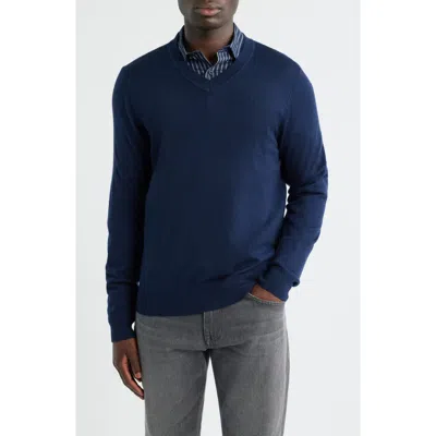Nordstrom Merino Wool V-neck Sweater In Blue