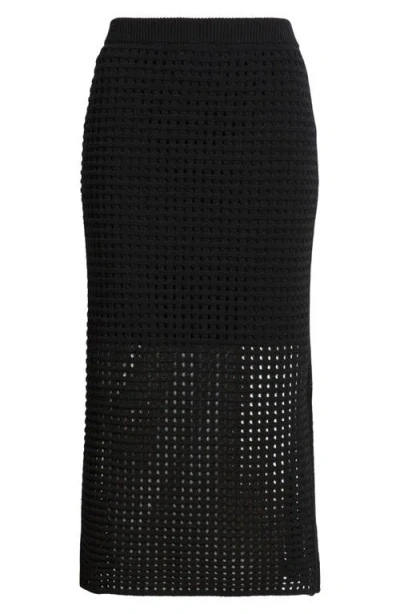Nordstrom Mesh Stitch Midi Skirt In Black