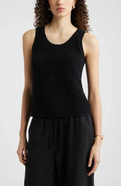 Nordstrom Mesh Stitch Sleeveless Sweater In Black
