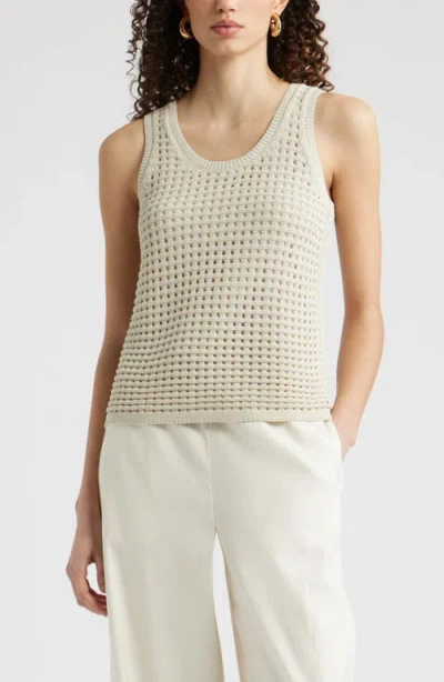 Nordstrom Mesh Stitch Sleeveless Sweater In Brown