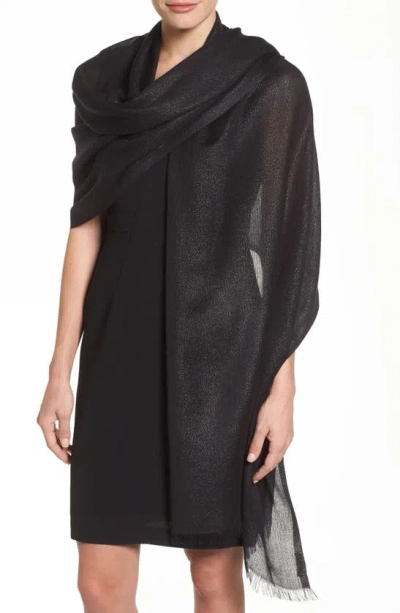 Nordstrom Metallic Lightweight Wrap In Black