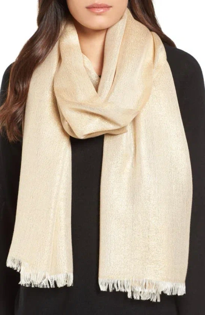 Nordstrom Metallic Lightweight Wrap In Gold