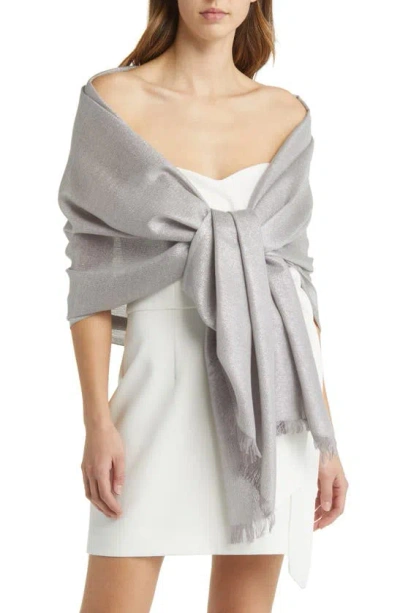 Nordstrom Metallic Lightweight Wrap In Silver